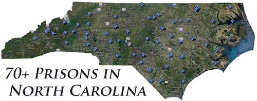 Map of 70+ Prisons in North Carolina